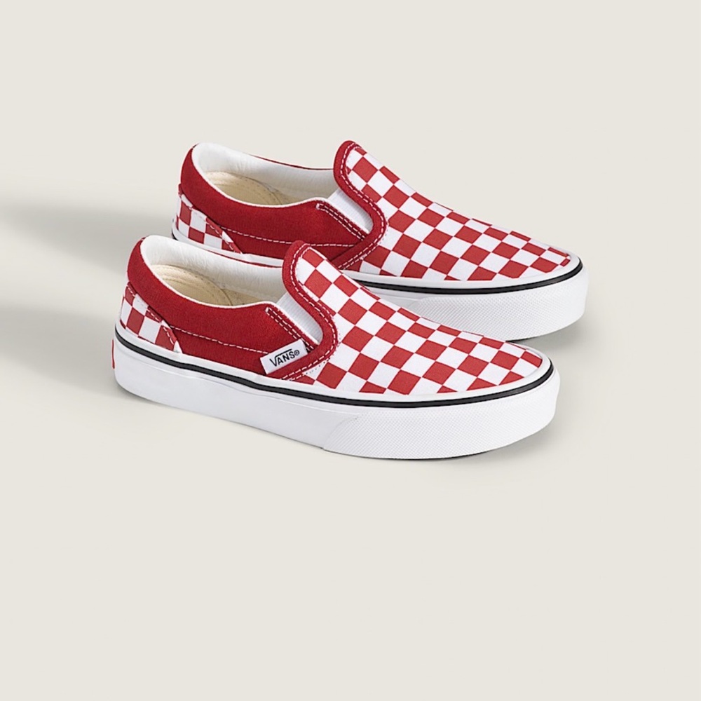 Vans Red Checkerboard Slip-On Sneakers